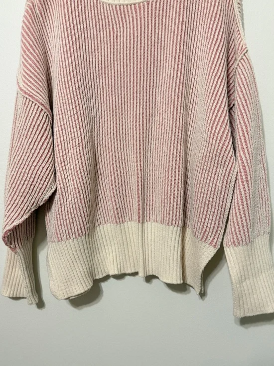 Altar’d State Pink Striped Sweater Size Large Chenille - Picture 5 of 7